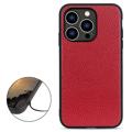 Elegant iPhone 14 Pro Lær Deksel - Rød