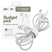 Empower by PanzerGlass Racing USB-C-kabel - 60W, 2m - hvit
