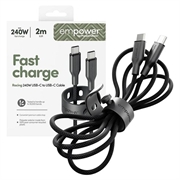 Empower by PanzerGlass USB-C-kabel - 240W, 2m - svart