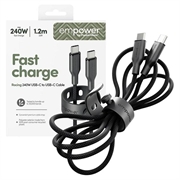 Empower by PanzerGlass USB-C-kabel - 240W, 1.2m - svart