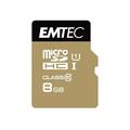 Emtec Gold+ MicroSDHC-minnekort med adapter ECMSDM8GHC10GP - 8 GB