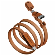 Energea Sheath Travel 2-i-1 lade- og datakabel - 60W, 1.2m, USB-C/USB-A - oransje