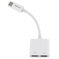 Enkay ENK-AT105 Dobbel USB-C Lyd og Ladeadapter - Hvit