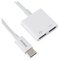 Enkay ENK-AT105 Dobbel USB-C Lyd og Ladeadapter - Hvit