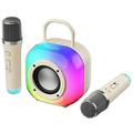 Erazer K20 Bluetooth-karaokehøyttaler med 2 mikrofoner - beige