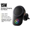 Essager 15W magnetisk trådløs lader/bilholder til luftventil med kjølevifte - MagSafe-kompatibel - svart