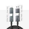 Essager 4-i-1 hurtigladekabel 240W - USB-A/USB-C til USB-C/Lightning - 0.25m - Grå