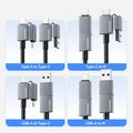 Essager 4-i-1 hurtigladekabel 240W - USB-A/USB-C til USB-C/Lightning - 0.25m - Grå