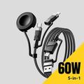 Essager 5-i-1 hurtigladekabel 1m - USB-C, Lightning, USB-A, Apple Watch - svart