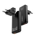Essager 65W GaN ultratynn hurtiglader - 2x USB-C, USB-A - svart