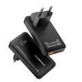 Essager 65W GaN ultratynn hurtiglader - 2x USB-C, USB-A - svart