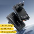 Essager 65W GaN ultratynn hurtiglader - 2x USB-C, USB-A - svart