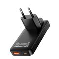 Essager 65W GaN ultratynn hurtiglader - 2x USB-C, USB-A - svart