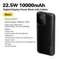 Essager Digital Display 10000mAh Powerbank med Type-C- og Lightning-kabler - 22,5 W