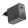 Essager ES-CD65 65W GaN-vegglader - USB-C/USB-A - svart
