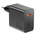 Essager ES-CD65 65W GaN-vegglader - USB-C/USB-A - svart