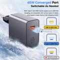 Essager ES-CD65 65W GaN-vegglader - USB-C/USB-A - svart