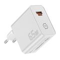 Essager ES-CD65 65W GaN-vegglader - USB-C/USB-A - hvit
