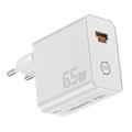 Essager ES-CD65 65W GaN-vegglader - USB-C/USB-A - hvit
