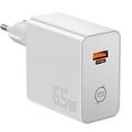 Essager ES-CD65 65W GaN-vegglader - USB-C/USB-A - hvit