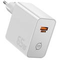 Essager ES-CD65 65W GaN-vegglader - USB-C/USB-A - hvit