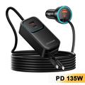 Essager F789 135W bilopplader til baksetet - 2x USB-C-kabler, 4xUSB-C-, 2x USB-A-innganger - 1.5m - svart