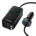 Essager F789 135W bilopplader til baksetet - 2x USB-C-kabler, 4xUSB-C-, 2x USB-A-innganger - 1.5m - svart
