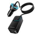 Essager F789 135W bilopplader til baksetet - 2x USB-C-kabler, 4xUSB-C-, 2x USB-A-innganger - 1.5m - svart