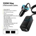 Essager F789 135W bilopplader til baksetet - 2x USB-C-kabler, 4xUSB-C-, 2x USB-A-innganger - 1.5m - svart
