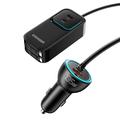 Essager F789 135W bilopplader til baksetet - 2x USB-C-kabler, 4xUSB-C-, 2x USB-A-innganger - 1.5m - svart