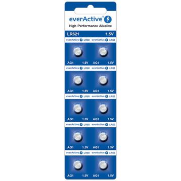 EverActive AG1 LR621/LR60 alkaliske knappcellebatterier - 10 stk.