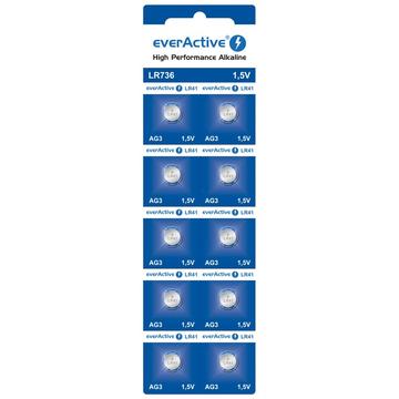 EverActive AG3 LR736/LR41 alkaliske knappcellebatterier - 10 stk.