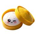Dumpling squishy-leke med øyeuttrykk og dampkurv - hvit