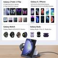 F16S 3-i-1 sammenleggbar trådløs ladestasjon for Samsung Galaxy-enheter - 15W - svart
