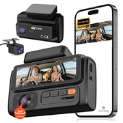 F310 3-kanals dashcam - 4K foran, 2K i kupeen, 2K bak - svart