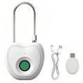 F338 Smart fingeravtrykk-hengelås med plass til 20 fingeravtrykk, elektronisk nøkkel - hvit
