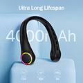 F8 bladløs nakkevifte med omgivelsesbelysning - 4000mAh batteri, 3 hastigheter og USB-C-lading - svart