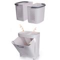 F867 Klesvaskkurv med 3 kurver og hjul - 37x31x74cm - Hvit