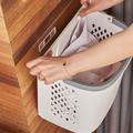 F867 Klesvaskkurv med 3 kurver og hjul - 37x31x74cm - Hvit