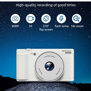 FC003W Digitalkamera med flippskjerm, 5K videoopptak - hvit