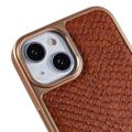 Fierre Shann Elektroplettert iPhone 14 Plus Belagt Deksel - Slangeskinn - Brun