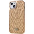 Fierre Shann Elektroplettert iPhone 14 Plus Belagt Deksel - Slangeskinn - Lysebrun