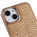 Fierre Shann Elektroplettert iPhone 14 Plus Belagt Deksel - Slangeskinn - Lysebrun