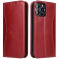  Fierre Shann iPhone 14 Pro Lommebok-deksel I Lær - Rød