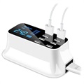 Fast Charging 8-Port USB-bordlader med LED-skjerm - Hvit