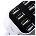8-Port USB-bordlader med LED-skjerm - Hvit