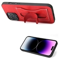 Fierre Shann iPhone 14 Pro Max Belagt Deksel med Kortholder og Vippestativ - Rød