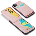 iPhone 11 Fierre Shann Belagt Hybrid-deksel med Kortluke og Stativ - Rosa