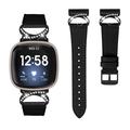 Fitbit Versa 3/Sense - elegant lærrem med strass