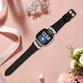 Fitbit Versa 3/Sense - elegant lærrem med strass - svart